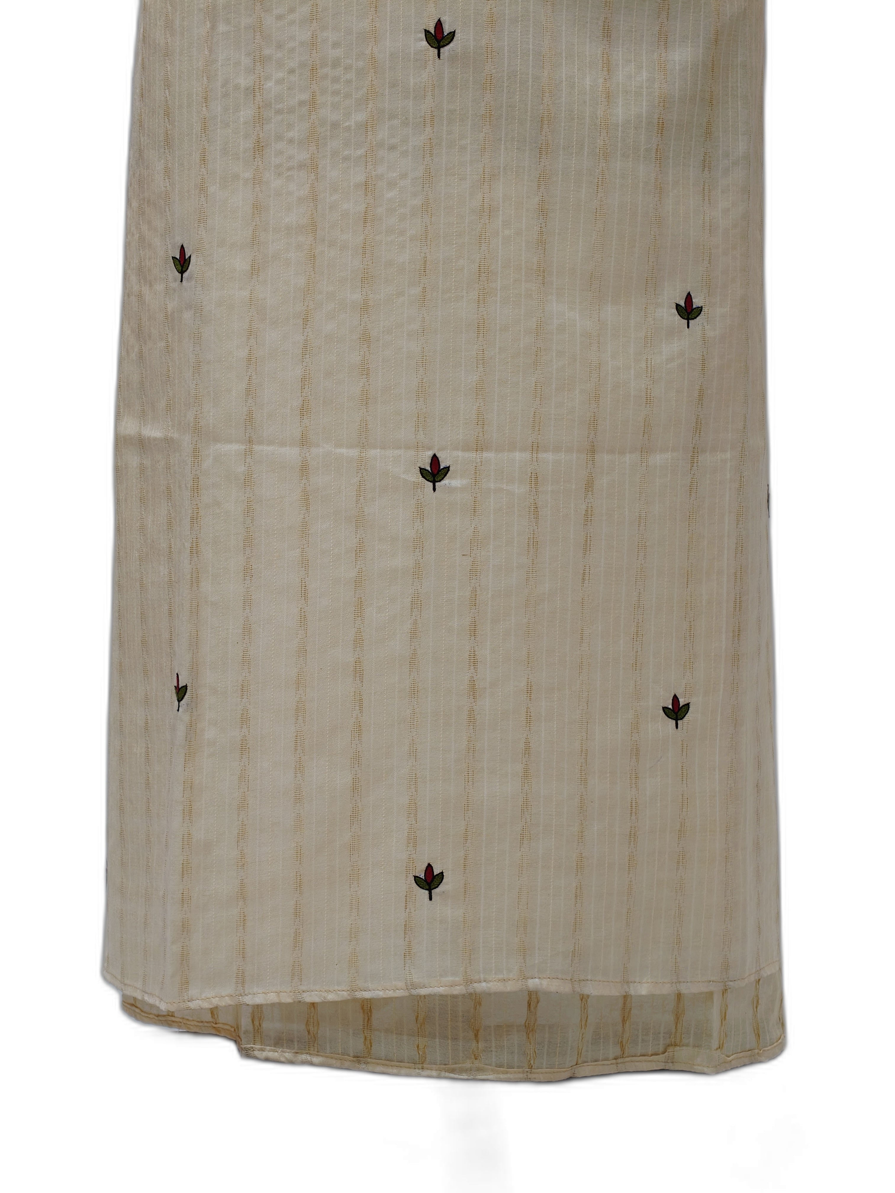 Hand-Embroidered Unstitched Kurti on Cotton Silk